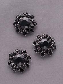5pcs Elegant Rhinestone Flower Metal Buttons - Versatile For Shirts, Sweaters, Blazers & Coats - DIY Sewing Craft Supplies In Golden/Black - Multicolor - View 8