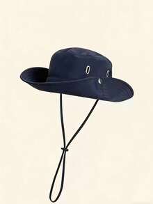 1pc Solid Color Wide Brim Bucket Hat, Casual Sports Sun Protection Hat, Adjustable Outdoor Sports Gift (Stitching Color On Hat Crown Is Random) - One Size Fits All - View 3