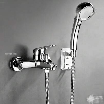 Einfache Duschkopf Badezimmer Duschgarnitur, wandmontiertes Thermostat-Duschsystem mit Booster-Duschkopf