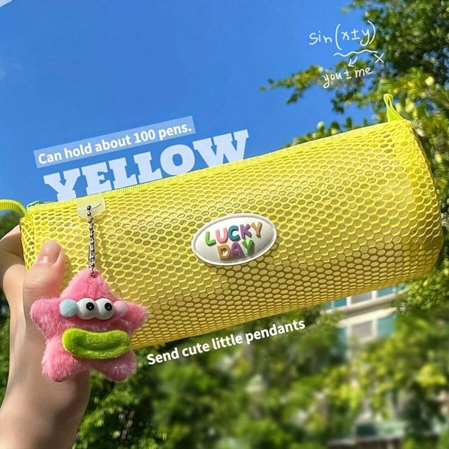 A Large Capacity Mesh Pencil Case With A Hanging Decoration, Suitable For Storing Pens And Pencils. This Portable Student Storage Bag Comes In Multiple Colors, Is Both Stylish And Durable, Making It An Ideal Choice For Stationery And Office Supplies. - Mesh Pencil Case - View 1