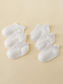 6 Pares De Calcetines Cortos De Bebé Blancos Con Puntos De Gel, Primavera/verano - Blanco - Ver 7