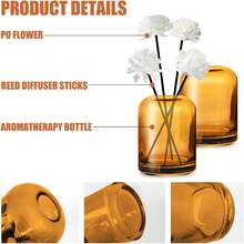 Pack 2 Difusores Aromáticos con Varillas Perfumadas 200ml,Botella difusora de Vidrio Recargable Vacía y 8 Varillas Ambientador,Recipiente de Fragancia para el Hogar Baño Decorativos (Marrón) VXEA - gris - Ver 11