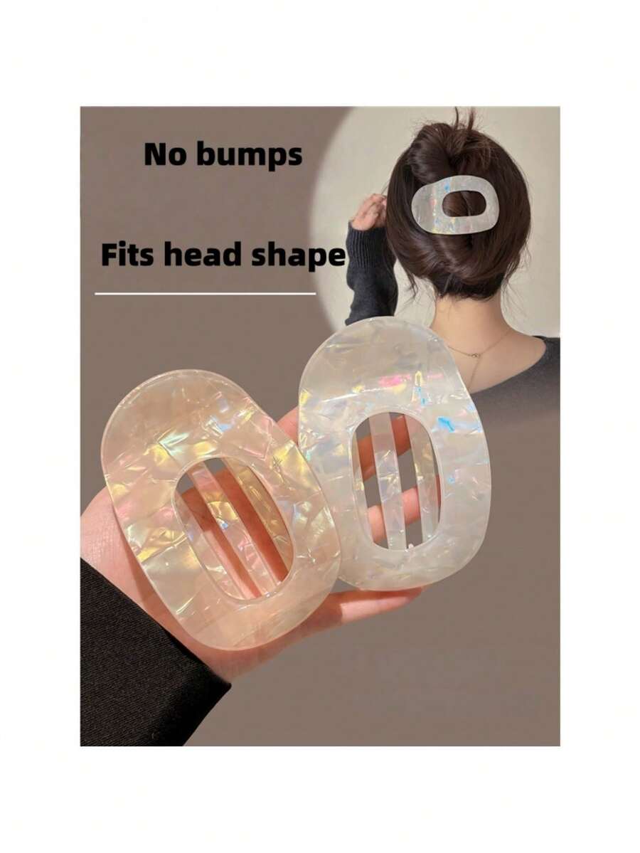 1个爪形发夹，扁平圆形发夹，半固定式发夹，后脑勺发髻夹，鲨鱼爪形发夹，发饰，Meilad - 彩色 - 查看 1