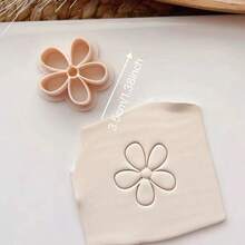1 pieza Molde cortador de arcilla polimérica con forma de flor, herramienta de fabricación de aretes con tema de amor, para aretes, broches, colgantes, molde de corte de cerámica suave de alta precisión, adecuado para la creación de aretes de arcilla DIY - Albaricoque - Ver 2