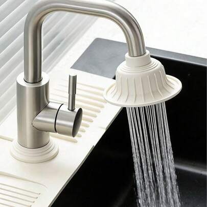 2pcs Silicone Faucet Splash Guard - Silicone Faucet Handle Drip Tray, Dish Soap Dispenser, Faucet Rear Sponge Pad, Kitchen Sink Accessories, Anti-Splash, Trimmable To Narrow Edge, Suitable For Bathroom Sink, Kitchen Sink And Dish Rack