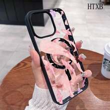 ピンクシャーク群柄のMagSafe対応マグネット式スマホケース  17 16 15 14 13 12 Pro 11 XS Plus Max  S22 S23 S24 S26を使う 耐衝撃性ハイブリッドクリアシェル スタイリッシュなパターンケース - ピンク - チェックする 4
