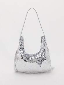 女士银色亮片流苏单肩包 - 适合派对、夜生活和晚间活动 - 銀色 - 查看 10