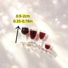 Miniature Wine Glass Ornaments - 4Pcs Small Red Wine Cup Figurines For Home Bar, Dollhouse & Party Decoration - Multicolor - View 7