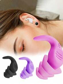 2pcs/1 Pair Reusable Silicone Earplugs, Waterproof Noise-Proof Earplugs For Swimming, Sleeping, Snoring, Study, Music Concerts, Outdoor Travel, Industrial Work, Comfortable For Men And Women, Heart-Shaped Design - Multicolor - View 1