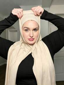 1pc Instant Jersey Hijab With Undercap, Silky Soft Breathable Fabric, Suitable For Daily Wear, Festivals, Prayers, Pilgrimage, Paired With Abaya - Multicolor - View 5