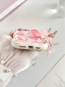 花卉裝飾手繪花朵手鍊奶油波浪印花保護手機殼，適用於 iPhone 17、17 Pro、17 Pro Max、16、16 Pro、15、15 Pro Max、13、14、11、12、XS、XR、7/8、7/8 Plus、SE2 - 彩色 - 查看 4