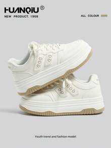 Giày độn đế dày HUANQIU White Heart, giày casual đa năng, êm ái, thoải mái cho công sở và sinh hoạt hàng ngày, quà tặng thích hợp cho mẹ/người lớn tuổi/bạn bè, giúp kéo dài chân, chống mỏi. - Màu Khaki - Xem 3