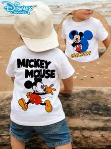A Casual And Fashionable Short-Sleeved T-Shirt From Disney, Suitable For Both Boys And Girls To Wear. It Features Mickey Mouse As The Design Element. This T-Shirt Is Suitable For Party Outfits Or Daily Wear. - 白色 - 查看 1