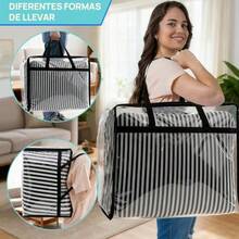 8 Piezas 60L Bolsa de Almacenamiento de PVC Engrosada Transparente Caja de Almacenamiento Debajo de La Cama con Cremallera y Manija para Almacenar Edredones Ropa Juguetes Libros Mudanzas - transparente8 piezas60L - Ver 8