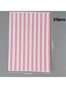 10PCS/20PCS/50PCS Pink And White Striped Gift Wrapping Paper Bags, Thickened Gift Packaging Bags, DIY Decorative Gift Paper Bags, No Stickers - Multicolor - View 10