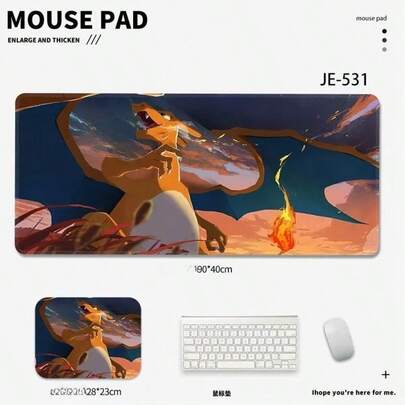 pokemon 宝可梦小火龙游戏鼠标垫 – 防滑沙滩场景游戏桌垫
