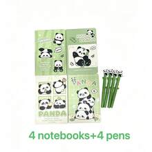 8pcs Cute Cartoon Panda A5 Lined Notebook Set, Panda Pen Pouch, Memo Pad, Notebook, Student Stationery Set (4 Pens + 4 Notebooks) - Multicolor - View 9
