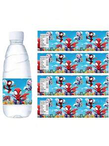 Marvel 10pcs Spider Man And His Friends Water Bottle Labels Cute Superhero Stickers Birthday/Daily Wear Accessories - Multicolor - View 2