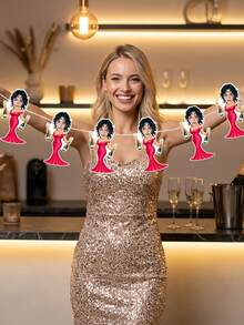 7pcs Custom Photo Party Banner Personalized Girl Party Decorations,Custom Face Party Garland Funny Drinking Girl Photo Banner,Custom Bachelorette Decorations Funny Girl Caricature Hanging Banner - Multicolor - View 4
