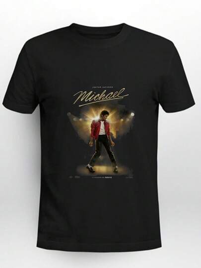 King Of Pop Graphic Tee For Men, Vintage Oversized Crew Neck Short Sleeve T-Shirt, Casual Streetwear Top 100% Cotton Black T Shirt Unisex