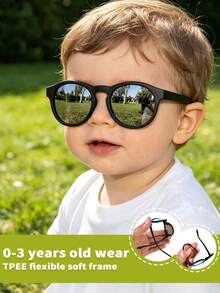 1pc Baby Anti-Fly Glasses, Protective Eyewear For Infants 0-2 Years Old, Fashionable Fashion Glasses With TPEE Soft Frame, Comfortable UV400 Protection, Cute Decorative Casual Simple Sunshade - Colorful Trumpet - View 13