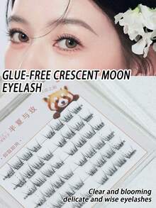 Glue-Free Thai Crescent Moon Shaped False Eyelashes, Natural & Realistic, Soft & Comfortable For Beginners, Baby Doll Curl Lashes - View 1
