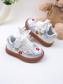 Giày thể thao đế bằng thường ngày cho bé gái sơ sinh/trẻ nhỏ, có khóa cài, kiểu dáng dễ thương phù hợp với trường học, mùa xuân/thu. - Màu be - Xem 1
