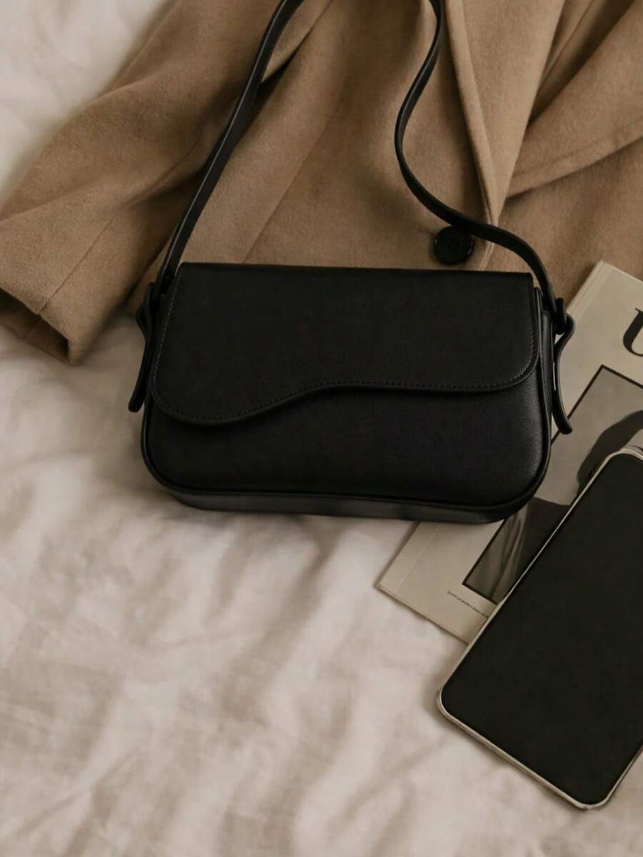 Women's Shoulder Bag With Buckle Design, Stylish And Elegant. - 黑色 - 查看 1
