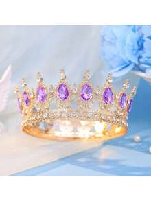 1 pieza Diadema decorativa de lujo con diseño de corona de strass para damas, corona real, accesorio elegante para novia, decoración para eventos, fiestas y festivales - Multicolor - Ver 16