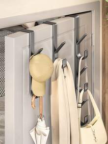 Nouveau crochet de porte de chambre épaissi, porte-serviettes et étagère de rangement de salle de bain - Comprend un porte-serviettes à suspendre sur la porte, des crochets à serviettes de salle de bain et des crochets à suspendre sur la porte - Convient pour accrocher des serviettes, des vêtements, des chapeaux, etc. - Porte-serviettes multifonction à suspendre sur la porte, crochets de porte - Blanc - Voir 5