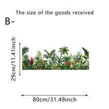 1张热带植物墙贴。香蕉叶、棕榈树、森林蘑菇图案踢脚线贴纸。自粘防水植物墙纸，适用于客厅、卧室、楼梯角落。美观自然的DIY家居装饰。 - 多色 - 查看 12