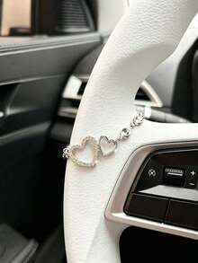 1 pièce Décoration de cœur Chaîne de suspension pour décoration de volant de voiture, accessoire intérieur automobile Pendentif de chaîne, accessoire de décoration pour femmes - A - Voir 2