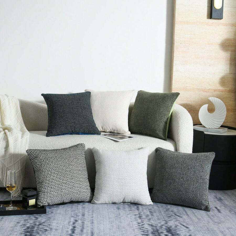 Funda de cojín de sofá con textura tejida de moda minimalista, versátil para la sala de estar y el dormitorio
