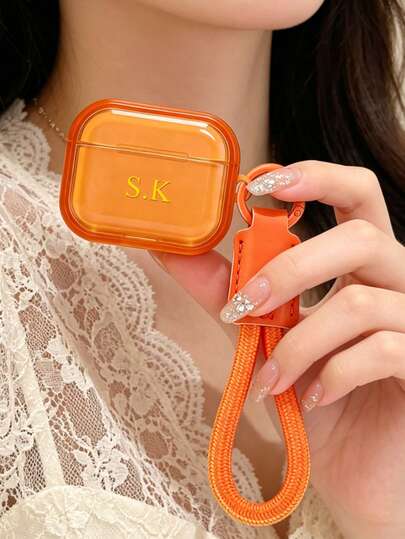 Ốp điện thoại có dây đeo trong suốt nhiều màu sắc (2 món, kèm dây đeo) tùy chỉnh, khắc tên chữ cái cá nhân, quà tặng tựu trường, quà Valentine, quà sinh nhật/lễ hội ý nghĩa cho nam và nữ