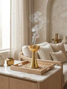 Elegant Traditional Incense Burner, Metal Minimalist Hammered Design, Luxury Gold Color Agarwood Incense Burner With Exquisite Craftsmanship, Elegant Fragrance Diffuser Suitable For Home Decor, Smokeless Incense Holder Perfect For Living Room, Bedroom, Yoga Studio, Meditation Space, Unique Incense Holder Designed For Fragrance Lovers, Personalized Commemorative Gift, Beautiful Gift For Friends And Family. - Gold - View 7