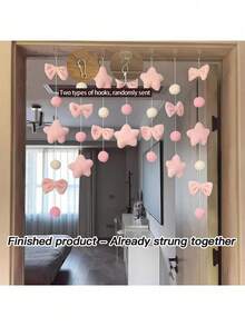 7/9 piezas Cortina rosa con forma de corazón linda, decoración colgante para habitación, cortina divisoria para dormitorio, decoración del hogar, adecuada para boda, fiesta de cumpleaños, decoración de fiesta - Decoración de habitaciones multicolor - Ver 17