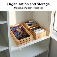 Bamboo Stackable Storage Bins, Wood Storage Containers, Versatile Pantry Organizers And Storage, Rustic Kitchen Organizers And Storage, Decorative Cabinet Organizer For Bathroom, Countertop, Closet - Bamboo - View 8