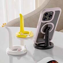 1PC Cartoon Cat Phone Stand - Random Color - Office Desk Phone Support Holder Creative Cute Cat Tail Tablet Slouchy Bracket - Stickers Need To Be Assembled And Matched Yourself - Multicolor - View 4