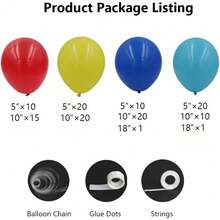 130-Piece Premium Colorful Red, Yellow And Blue Balloon Arch And Wreath Set, Featuring 18/10/5-Inch Round Latex Balloons, Perfect For Birthday Parties, Baby Showers, Bachelor/Bachelorette Parties, Bridal Showers And Gender Reveal Parties. - View 7