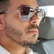 Men's European American Style Luxury Glasses Fashion Versatile Decorative Eyewear Photo Prop Daily Fashion Accessory Birthday Festival Perfect Gift - Gold Frame With Gradient Gray Lenses - View 8