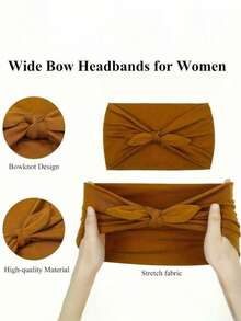 4pcs Bow Tie Rabbit Ear Headbands,Boho Style Wide Headbands,Super Wide Cute Rabbit Ear Headbands,Mother's Day Headpieces - Multicolor - View 6