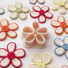 1 pieza Molde cortador de arcilla polimérica con forma de flor, herramienta de fabricación de aretes con tema de amor, para aretes, broches, colgantes, molde de corte de cerámica suave de alta precisión, adecuado para la creación de aretes de arcilla DIY - Albaricoque - Ver 3
