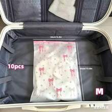 50个透明磨砂拉链收纳袋，礼品包装袋，服装包装袋，自封式收纳袋，加厚防水塑料袋，粉色蝴蝶结图案包装袋，可重复使用自封式包装袋，旅行包装收纳袋，适用于节日、学校、宿舍、办公室、交通运输和邮寄，生日、婚礼、派对礼品包装 - 包裝袋 - 查看 12