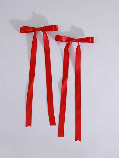 2 Packs Ballet Style Long Ribbon Fairy Bow Hair Clip Headwear, Fashionable, Playful And Cute Women's Hair Accessories, Suitable For Daily Wear On Any Occasion, Claw Clips,Travel,Birthday