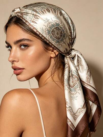 1 chiếc khăn lụa in họa tiết Paisley, khăn vuông satin 70cm, khăn quàng cổ nhẹ, khăn trùm đầu đa năng với cảm giác thanh lịch.