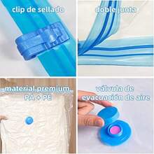 Bolsas de almacenamiento al vacío 11 Pack reutilizables bolsas de compresión de ahorro de espacio bolsas de vacío almacenaje al vacío para guardar Ropa almohadas edredones - Azul - Ver 7
