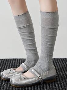 1 Par de Polainas com Estribo Estilo Ballet/Escolar, Polainas Finas para Mulheres, Estilo JK da Moda - Multicolorido - Ver 1