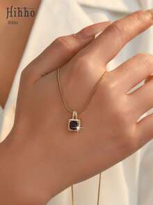Hihho 1 chiếc dây chuyền mặt hình khối cổ điển kiểu Âu và Mỹ, thiết kế cá nhân hóa, phù hợp cho phụ nữ đeo hàng ngày, quà tặng ngày Valentine và Lễ Tạ ơn. - Viên đường cổ điển - Xem 12