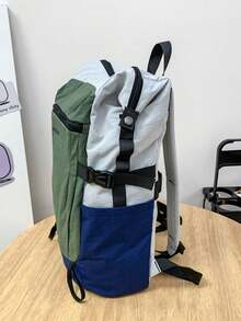 1 pieza Mochila de senderismo para hombre de gran capacidad, ligera, de nailon con bloqueo de color y cierre de cremallera, para actividades al aire libre y uso diario - Multicolor - Ver 5