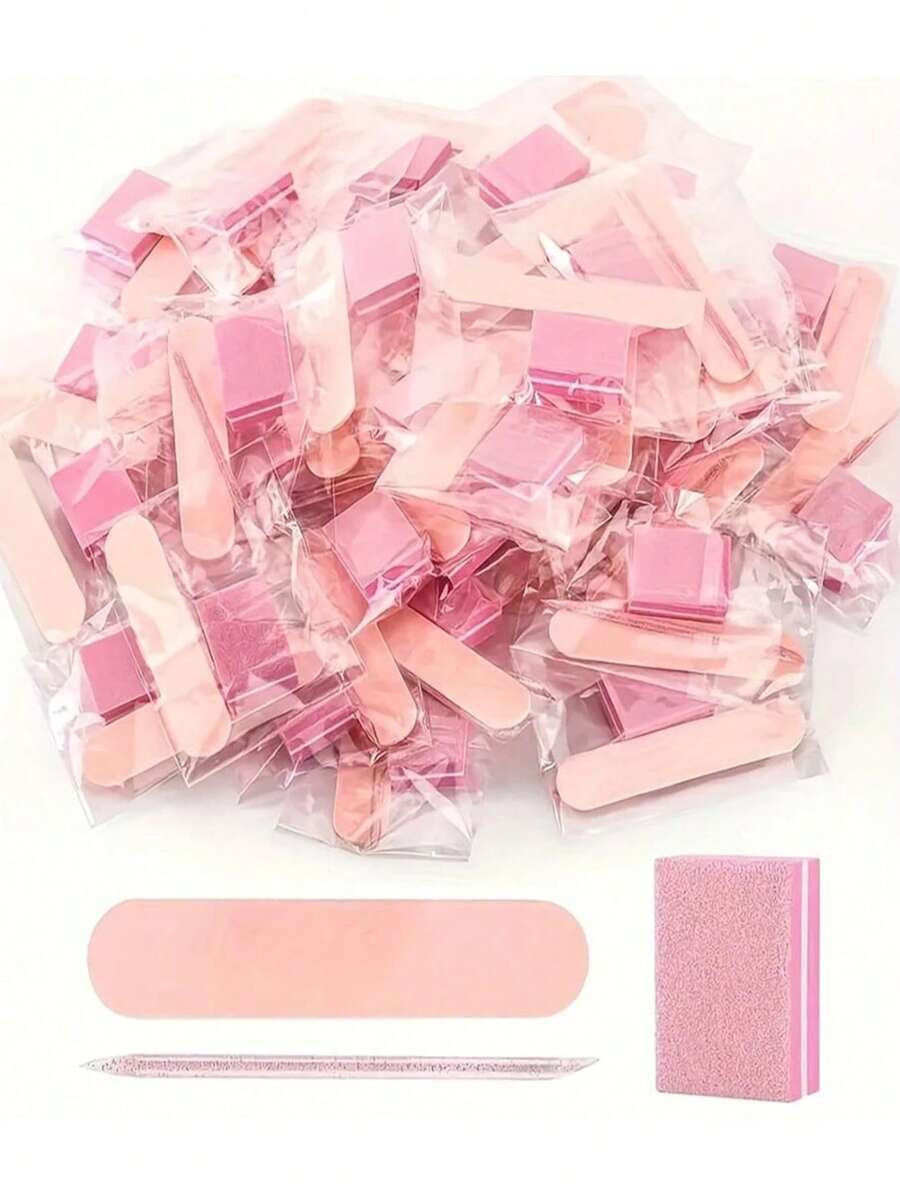 10-pack (30 st) rosa mini-nagelpoleringsblock, set med nagelfilar och träpinnar, professionellt manikyrset - Multifärgad - Visa 1